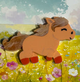 Pretty pastel pony brooch - Galloping
