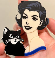 Annie and her cat brooch (made to order)