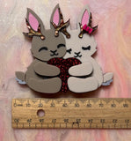 Jackalopes in Love brooch or necklace.