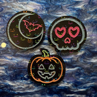 Neon Halloween brooches