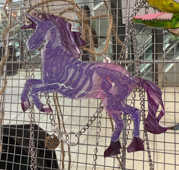 Skeletal unicorn statement necklace -