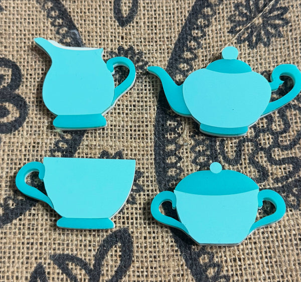 Two Toned Tea Set mini brooches or necklace