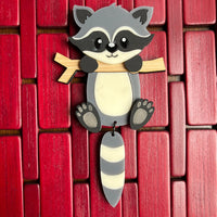 Hamish the raccoon - necklace or brooch
