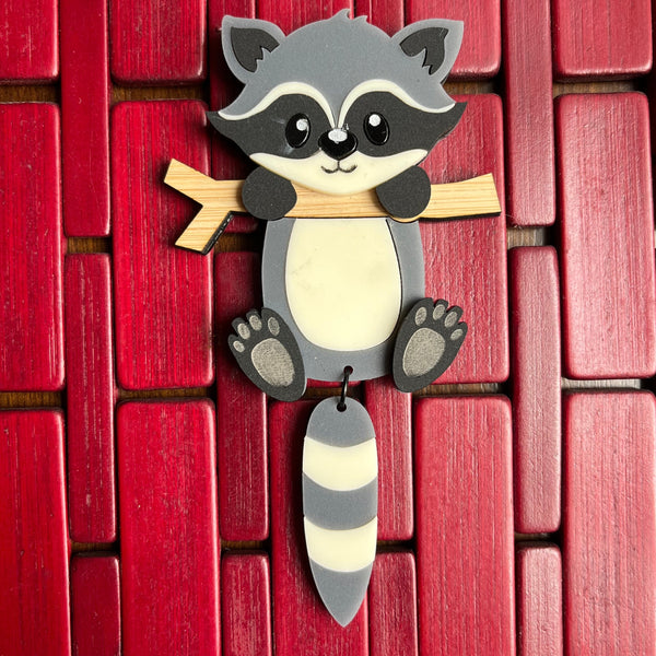 Hamish the raccoon - necklace or brooch