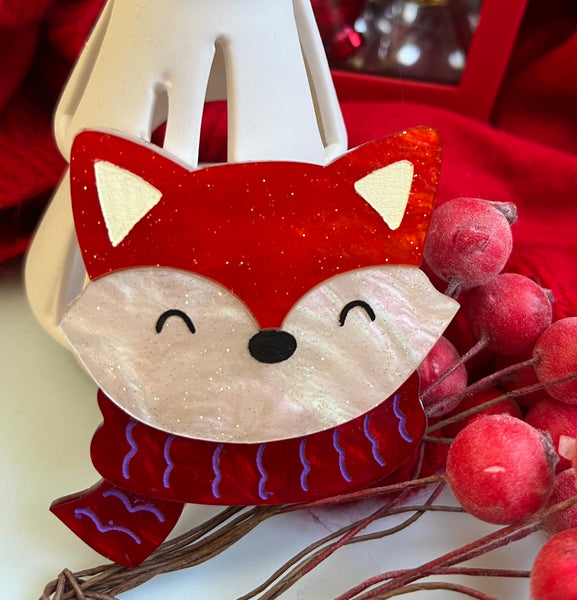 Christmas Fox brooch