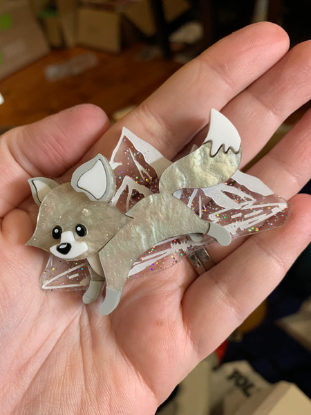 Leaping Moxie the Fox - brooch and necklace