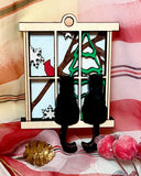 Cat-in-the-window semi-custom brooch - 2 cats