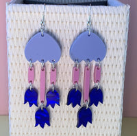 Folk flower earrings - cool tones