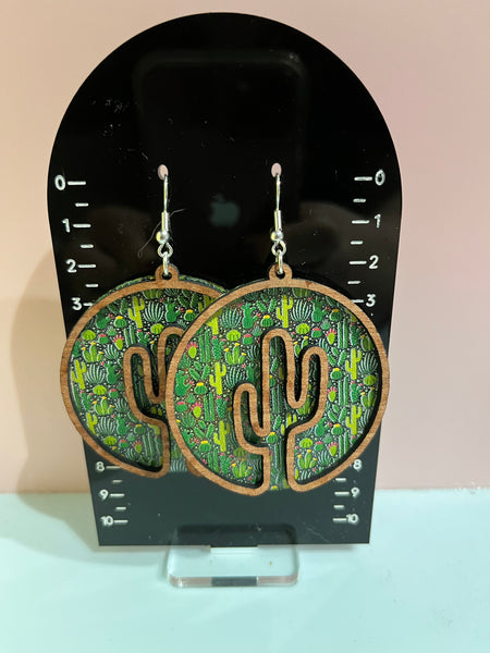 Cactus print earrings