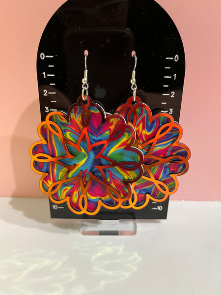SALE Rainbow swirl patterned earrings