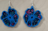 Pink butterfly floral layered acrylic earrings