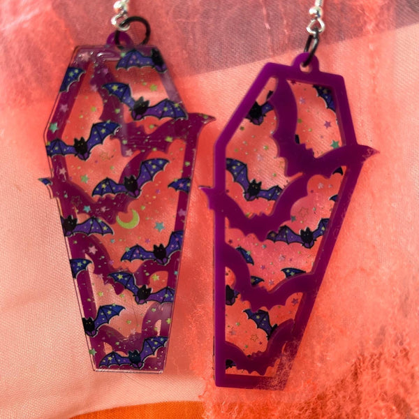 Neon bats Halloween earring