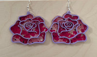 Pink butterfly floral layered acrylic earrings