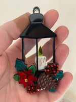 Light up the world Christmas lantern brooch