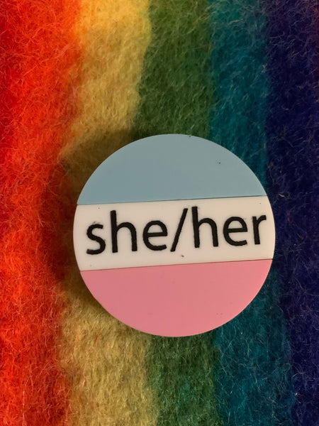 Trans Pride Pronoun pin