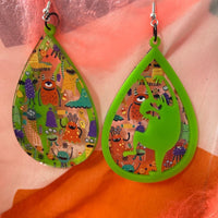 Colourful monsters Halloween earring